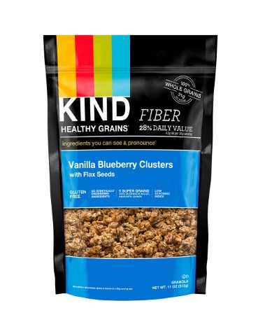 KIND, Healthy Grains, Granola Clusters, Gluten Free, Vanilla Blueberry with Flax Seeds, 11 Oz