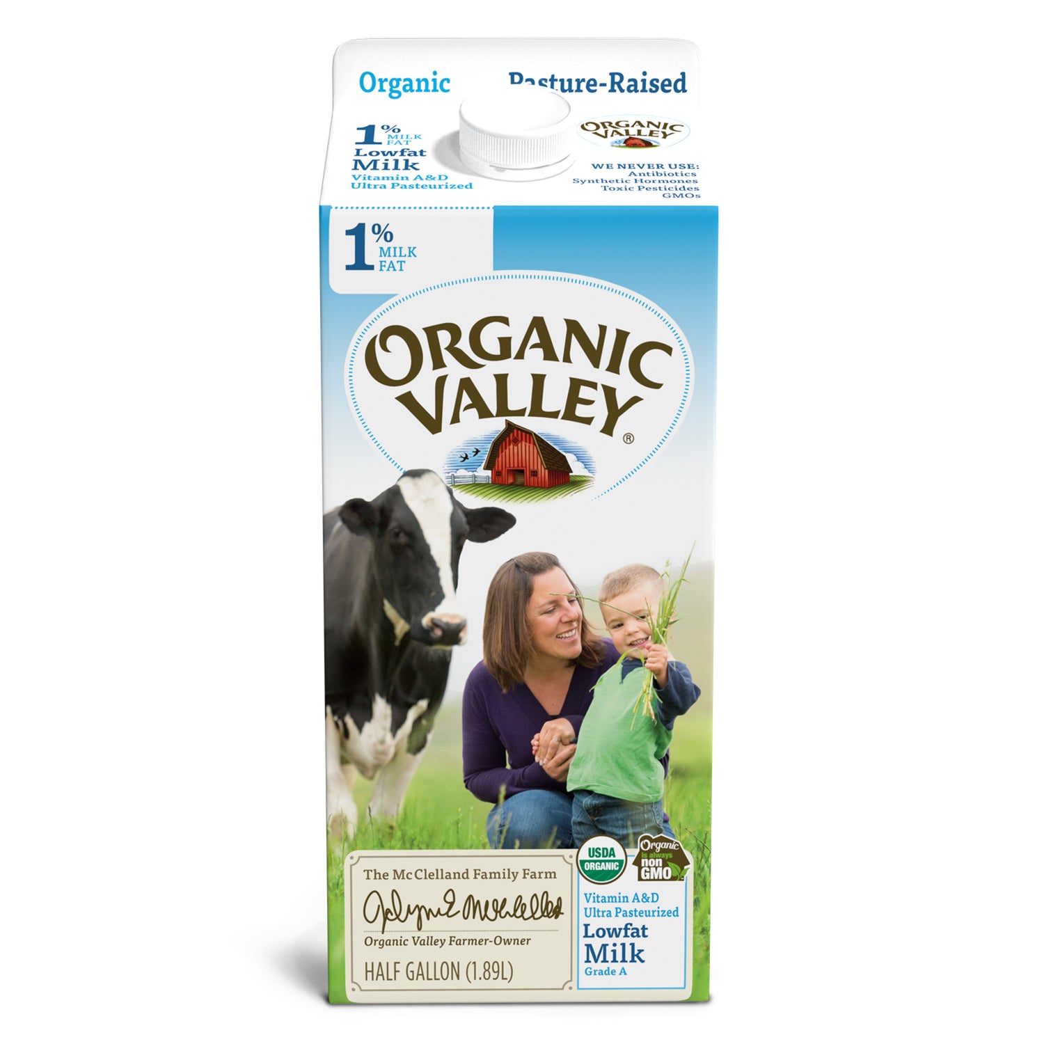 Organic Valley Organic Low-Fat Milk, Half Gallon