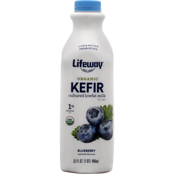 Lifeway Organic Kefir Cultured Lowfat Milk 1% - Blueberry 32 Fl Oz