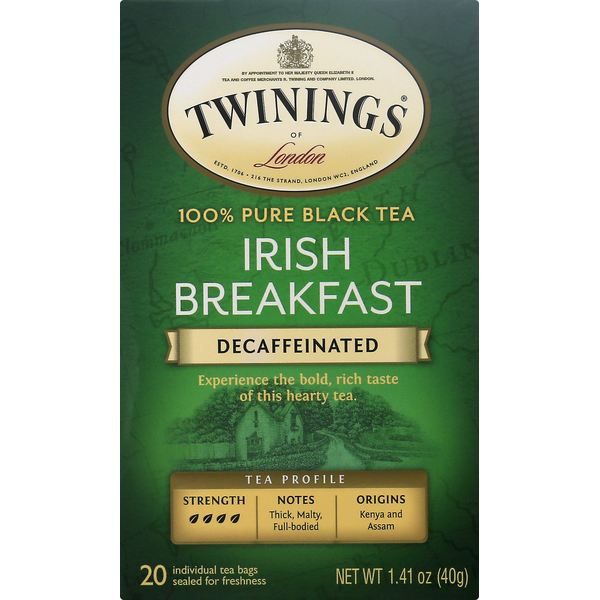 Twinings 100% Pure Black Tea Irish Breakfast Decaffeinated 1.41 Oz